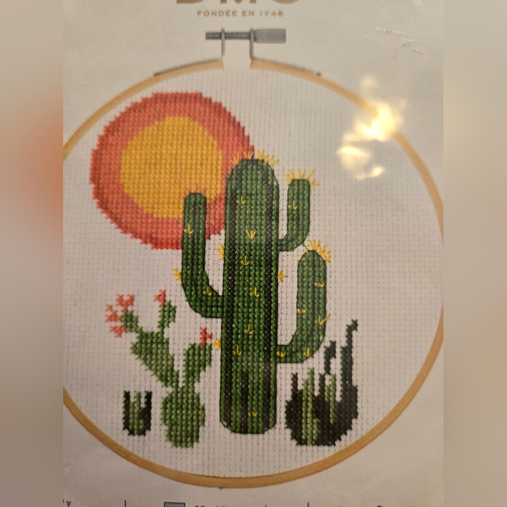 DMC Cactus Cross Stitch Kit - Green and Yellow NOS NIP - Picture 5 of 7